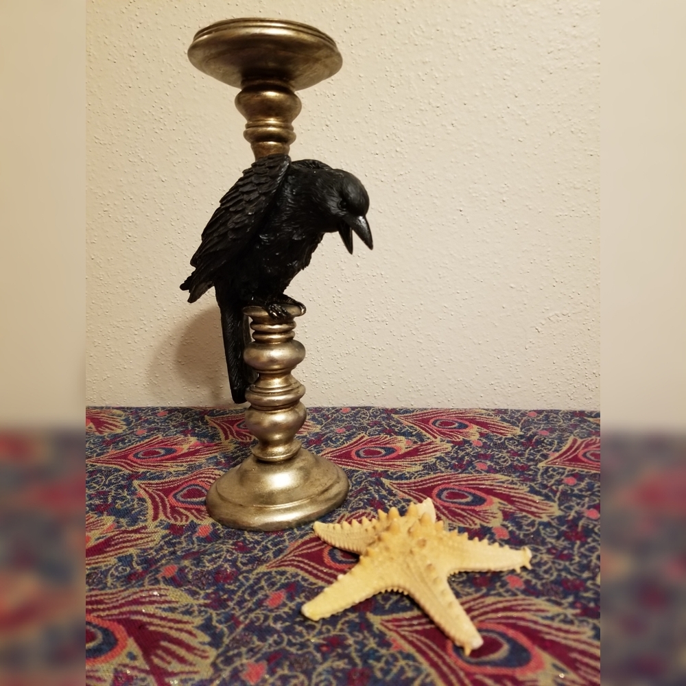 Raven Halloween Candle Holder